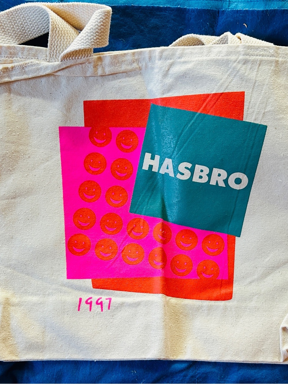 Hasbro Canvas Tote in Cream with Pink, Orange & Teal